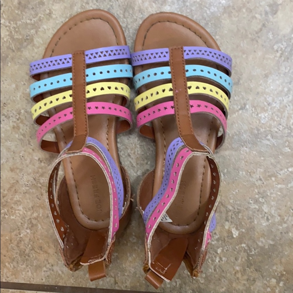 Joe fresh girls sandals multi colored rainbow